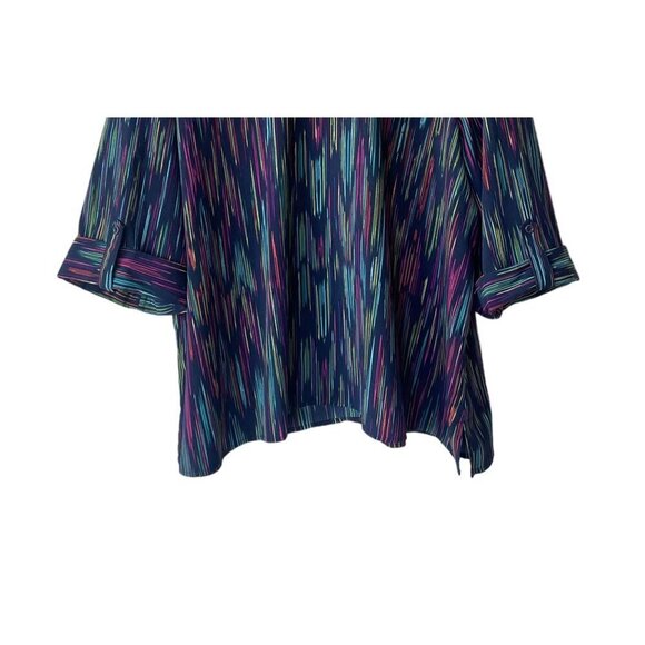 Maggie Barnes for Catherines Plus Size Top 3X Rainbow Stripe Button Art To Wear - Picture 6 of 7
